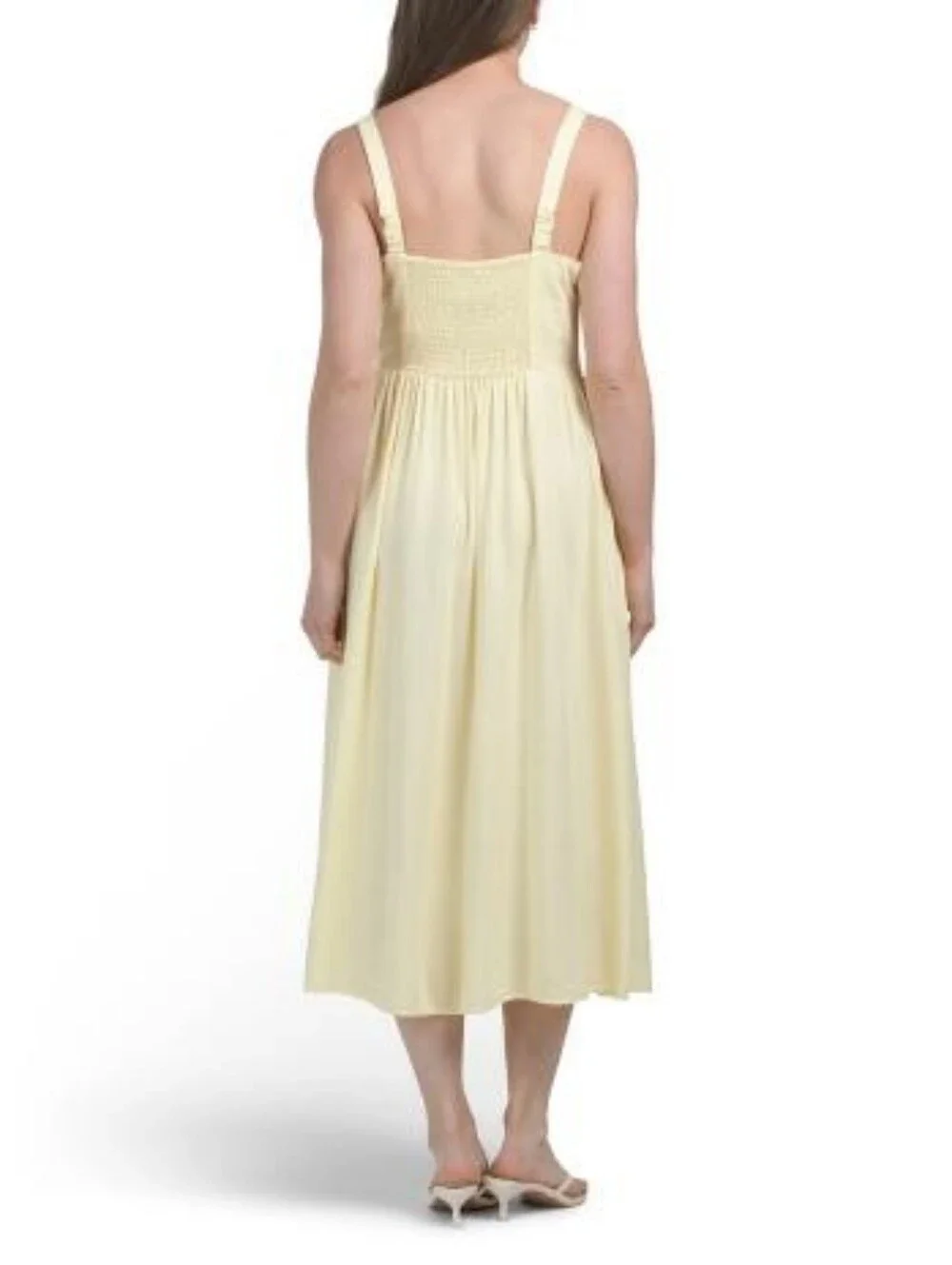 NWT-Ellen Tracy Linen Blend Scoop Neck Fitted Bodice Front Slit Midi Dress- Sz M - Picture 3 of 15